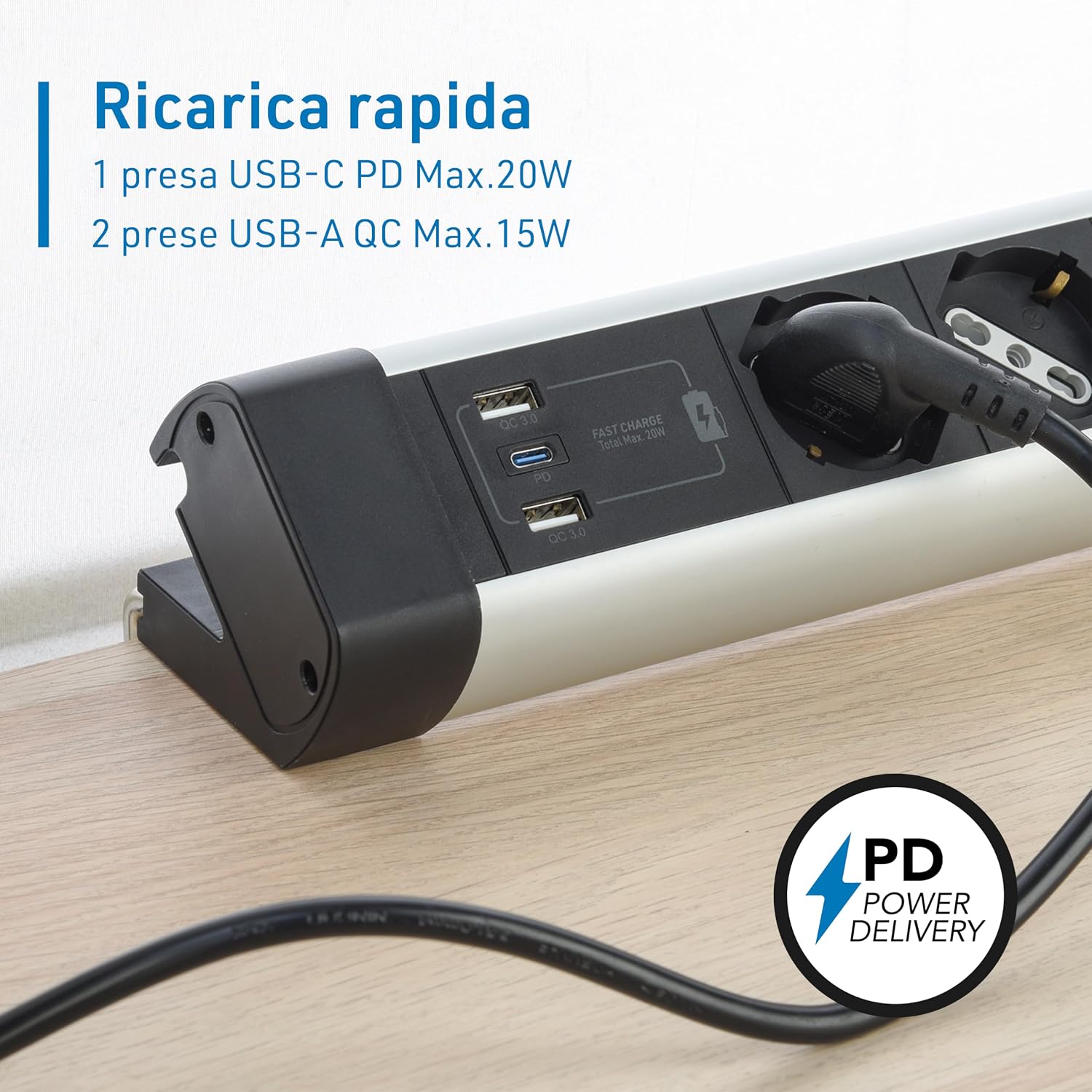 Thumbnail 2 de Electraline 61918 Multipresa Scrivania 4 Posti USB