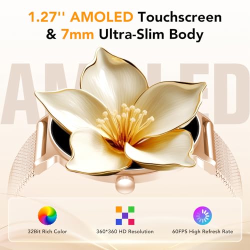 Detalle de taopodo Orologio Smartwatch Donna - Schermo AMOLED 1,27'', 120+ Modalità Sportive, Chiamate Bluetooth e IP68 (Oro Rosa)
