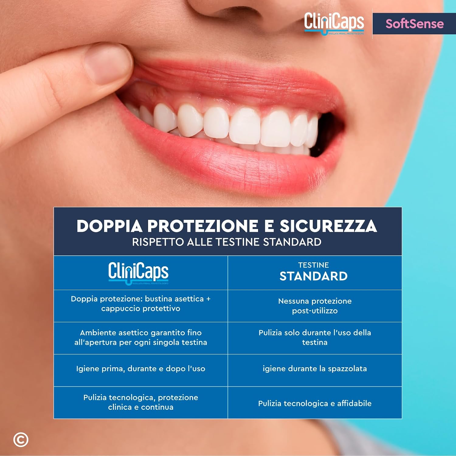 Thumbnail 4 de CliniCaps SoftSense: 4 testine morbide per spazzolino elettrico compatibile Oral-B, nere