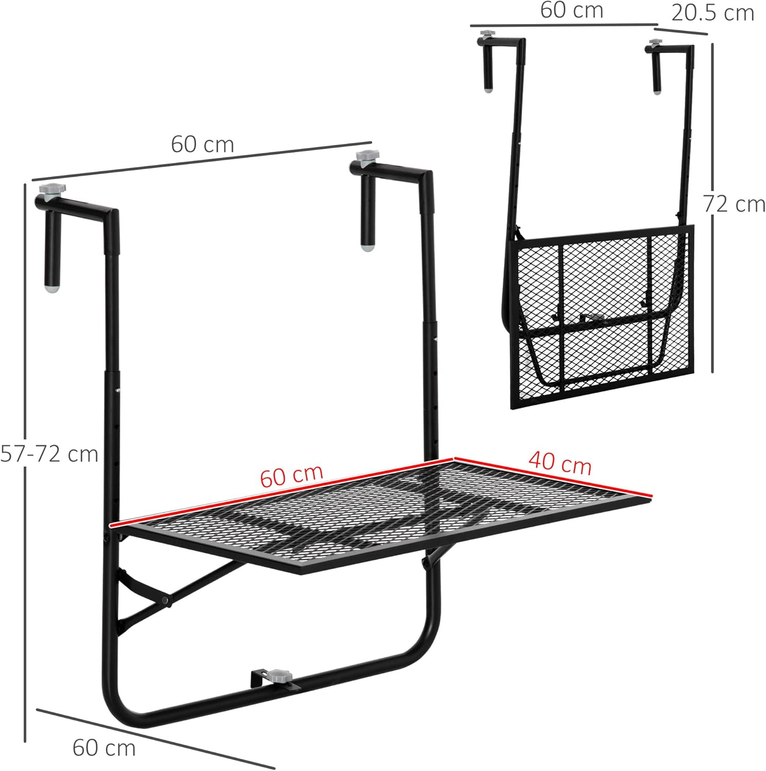 Thumbnail 2 de Outsunny Table de Balcon Suspendue