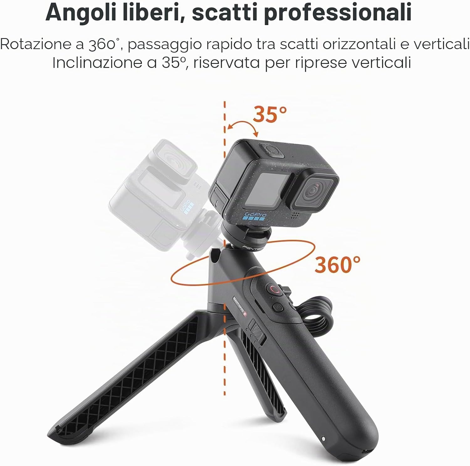 Detalle de PGYTECH CapLock MantisPod Power: Impugnatura con Batteria 5000mAh per Insta360 e Smartphone