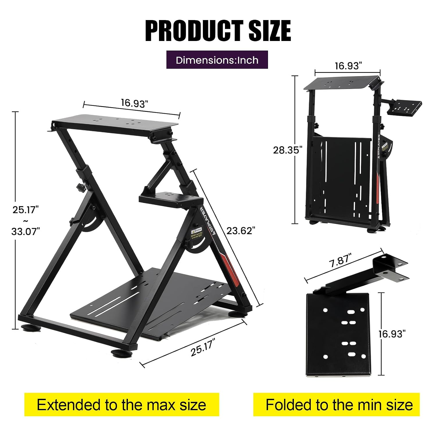 Thumbnail 4 de GTPLAYER Sim Racing Wheel Stand Simulator Cockpit: Durable, Foldable Wheel Mount for Logitech and Thrustmaster (Pedals Not Included)