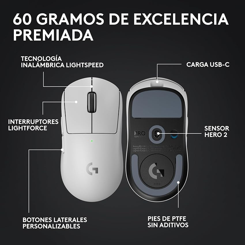 Detalle 2 de Logitech G PRO X SUPERLIGHT 2 Ratón gaming 60 g