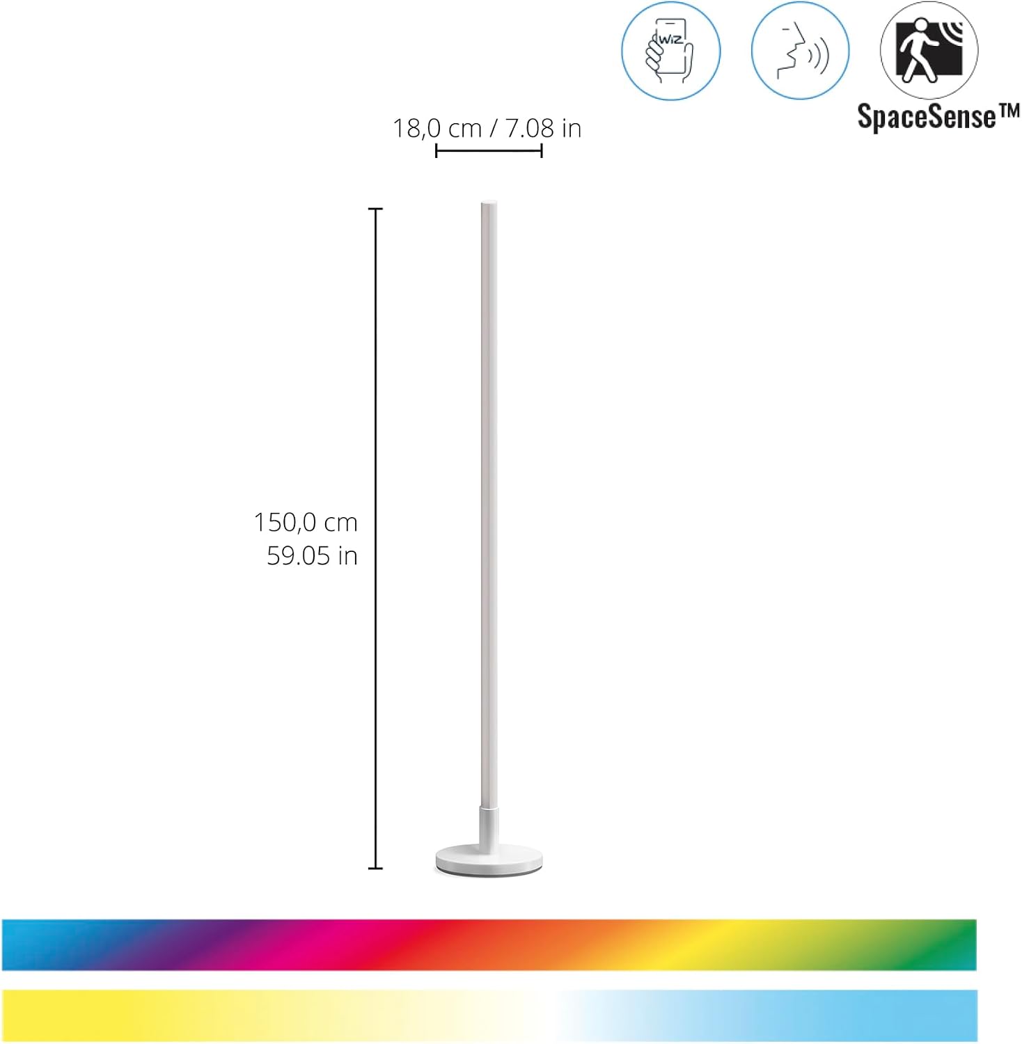 Detalle 2 de WiZ lampadaire Gradient réglable blanc et couleur, dimmable, 16 millions de couleurs, contrôle Wi‑Fi (Google Home, Alexa, HomeKit)