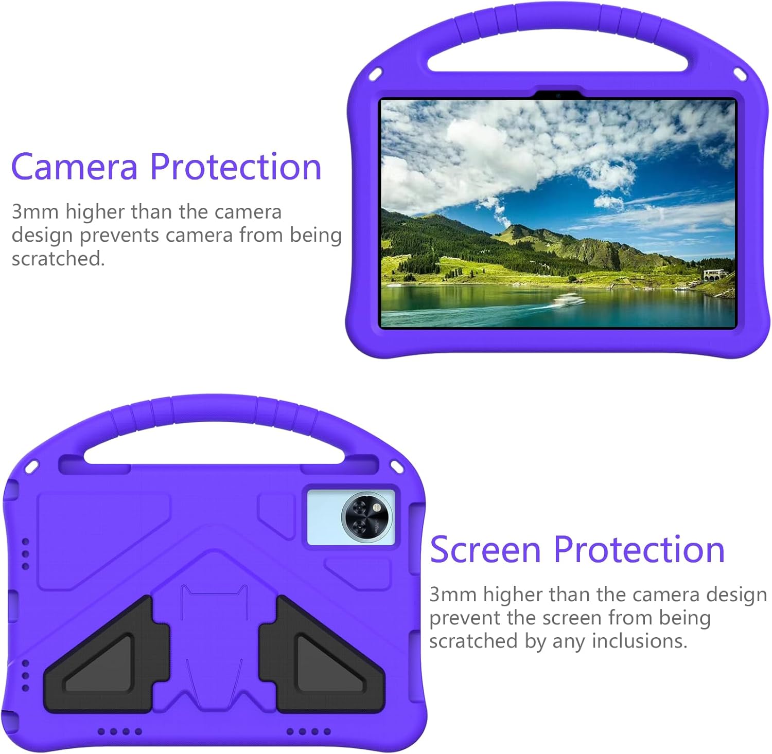 Detalle 2 de YRH Kids EVA Shockproof Case for Doogee U11 Tablet (2025) with Stand and Handle – Purple