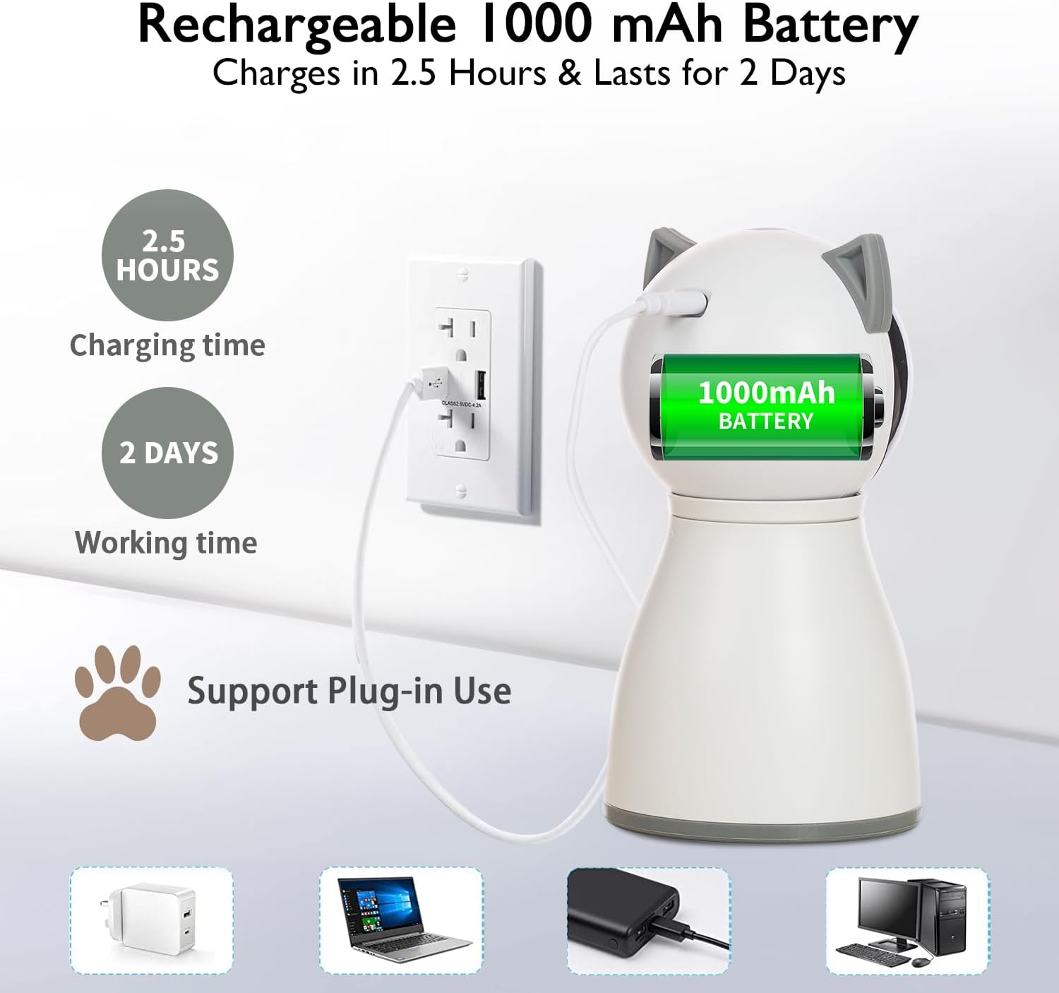 Detalle 2 de YVE LIFE Cat Laser Toy 1200mAh Motion‑Activated