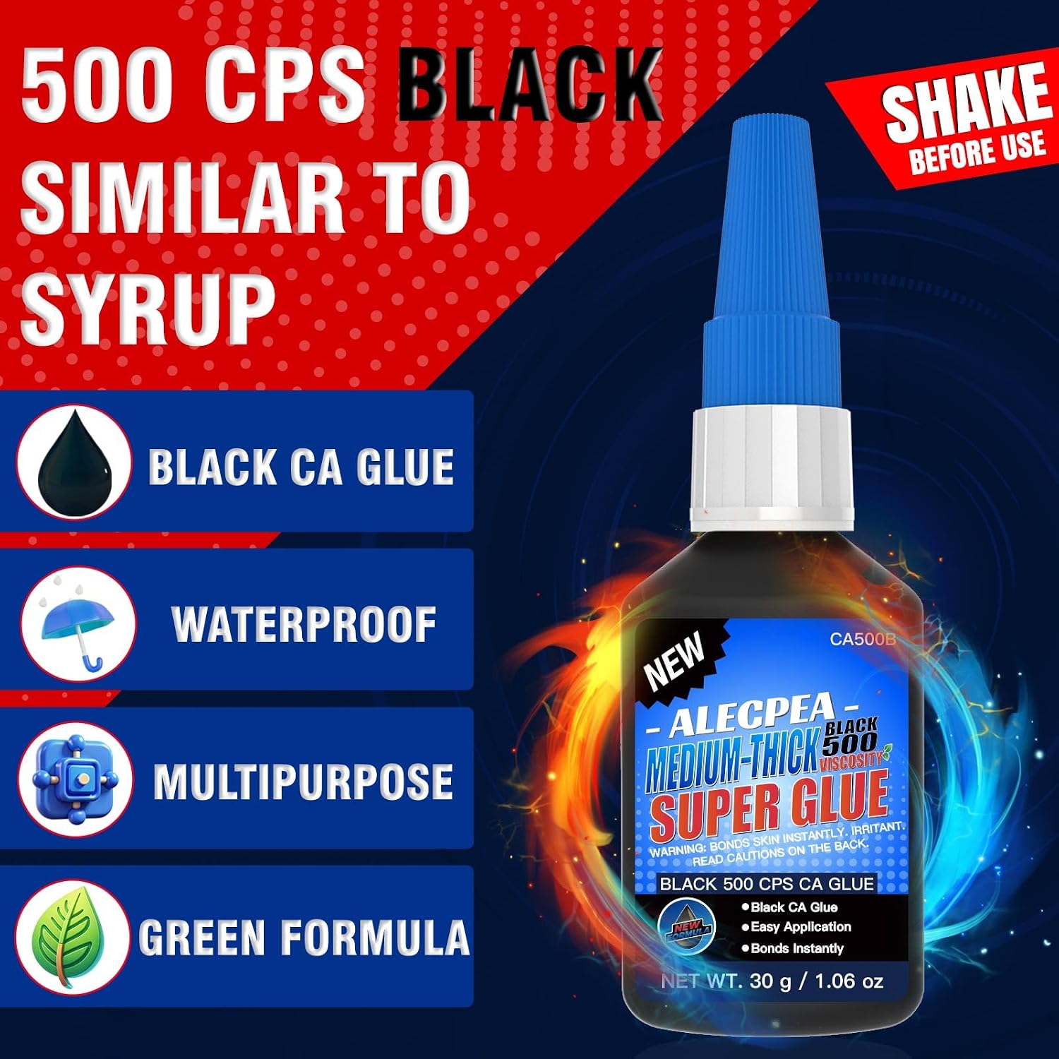 Thumbnail 3 de ALECPEA Black Medium CA Glue 30g for Dark Repairs – 500 cps, ideal for rubber, leather and dark plastics