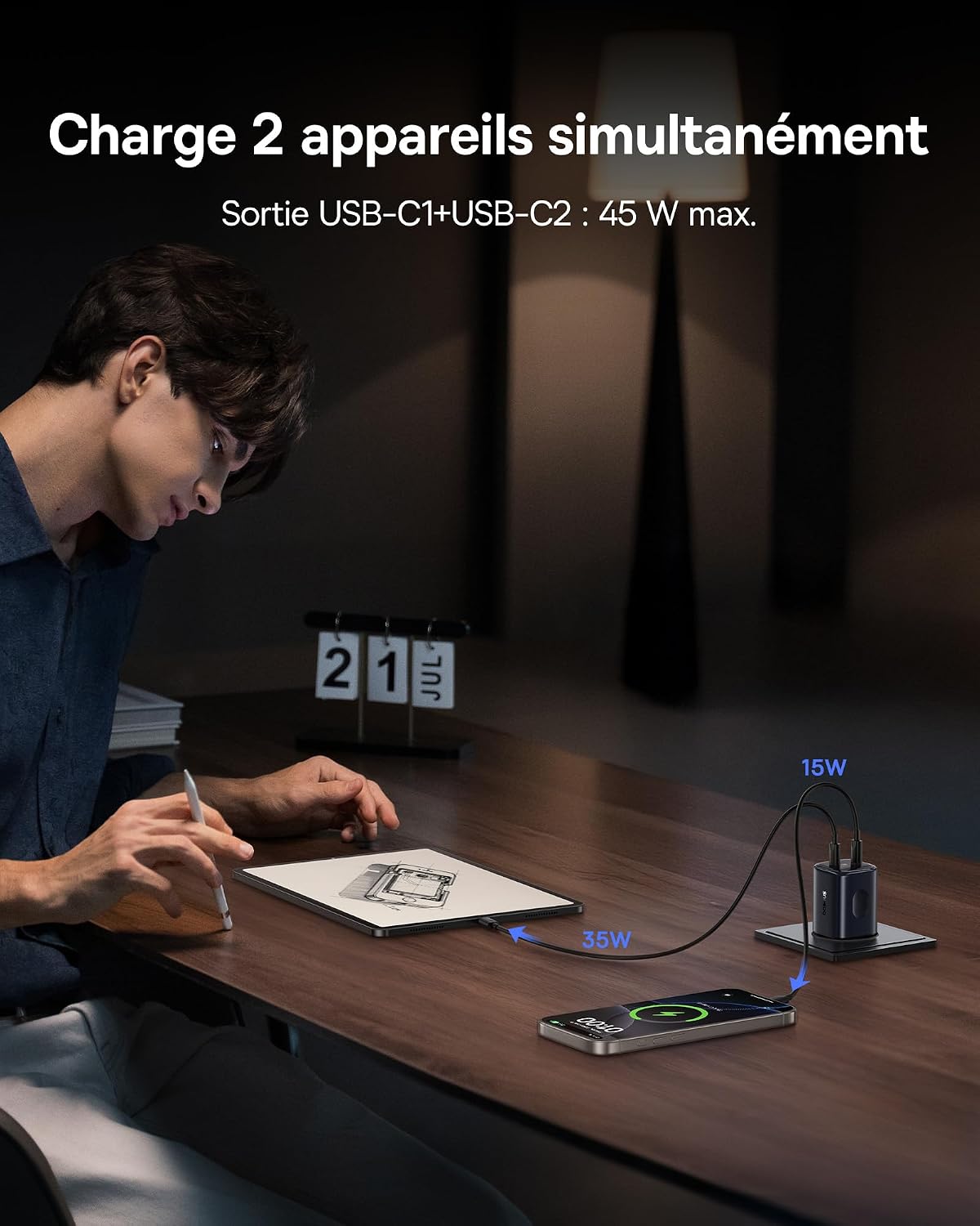 Detalle de Baseus PicoGo II 45W chargeur USB-C double