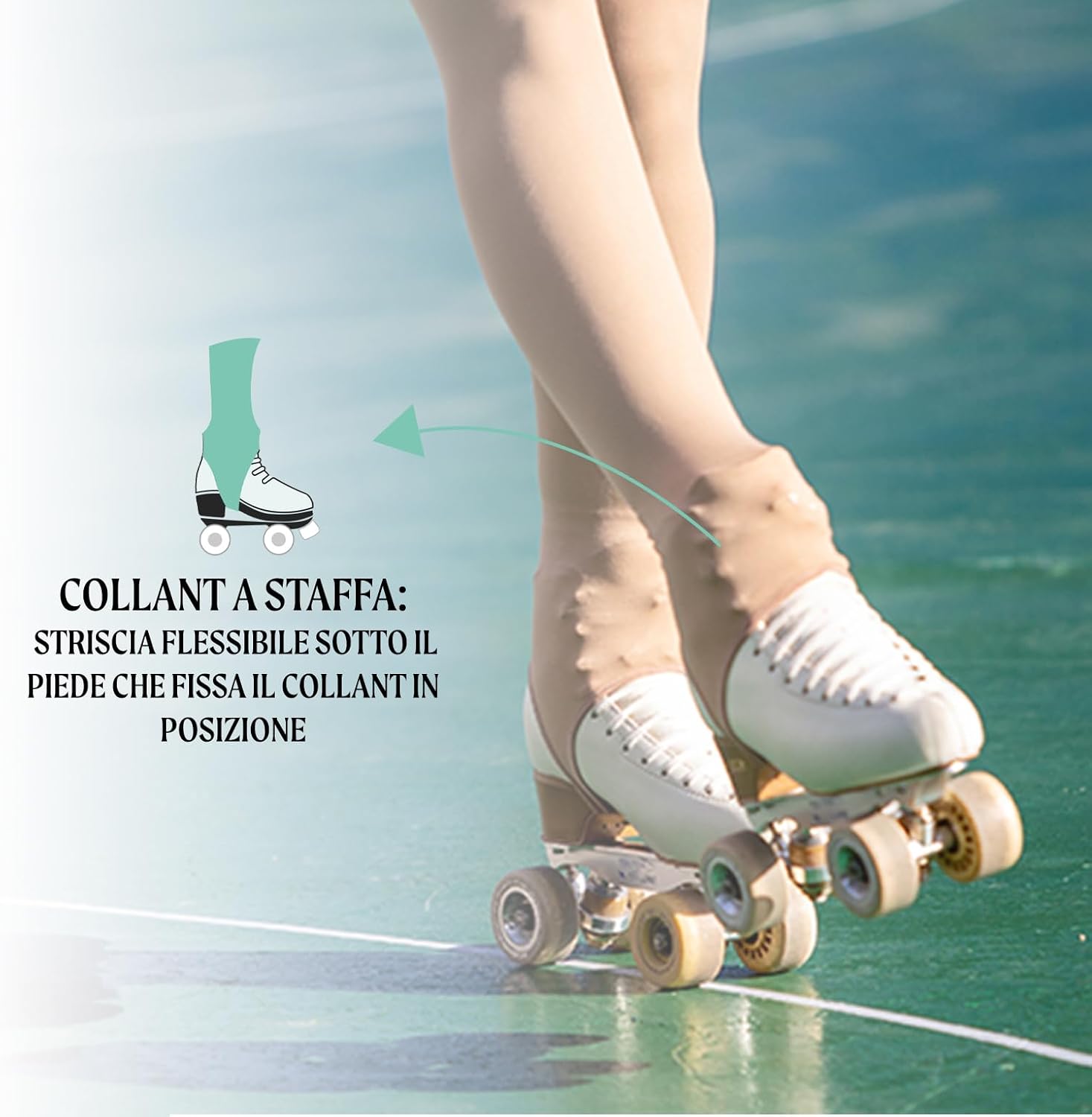 Detalle de CALZITALY Collant Skating Staffa Bambina 70 den: collant da pattinaggio con staffa e cintura invisibile