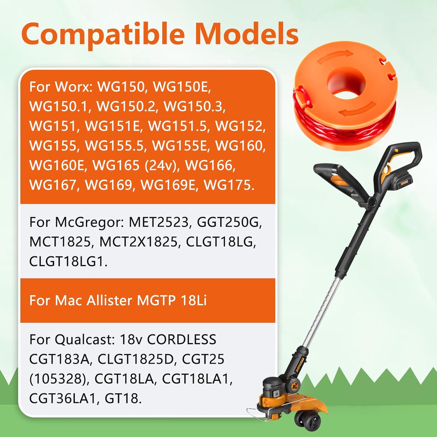 Detalle de Odashen 6-piece strimmer spool replacement for Worx WX150 and select McGregor models (tool-free coil change)