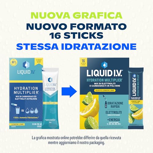 Detalle 2 de Liquid I.V. 16 stick – Integratore di Elettroliti per Idratazione Rapida, Lemon Lime, Vegano, Senza Glutine