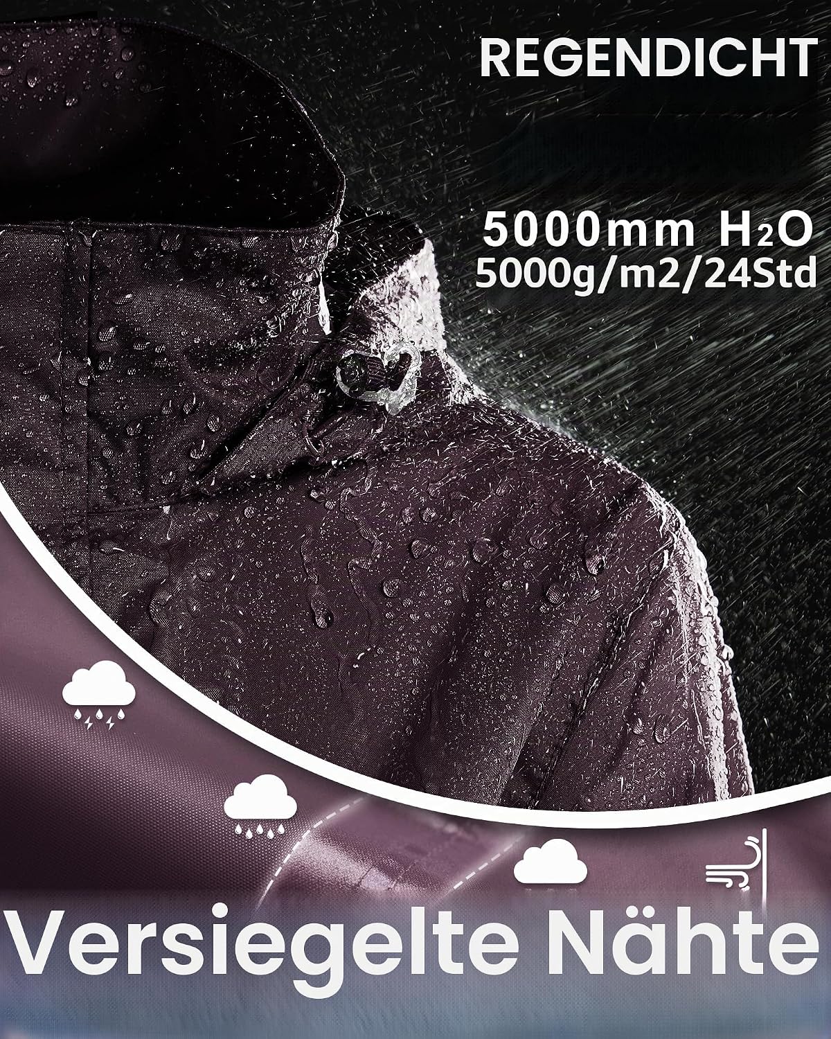 Detalle 2 de 33,000ft Damen Regenjacke: Wasserdicht, faltbar und atmungsaktiv – ideal für Outdoor-Einsatz