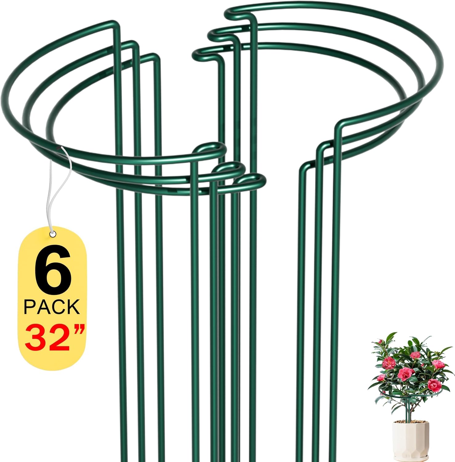 Detalle de 10pcs 25x60cm Plant Supports: Thicker 4mm Garden Stakes for Tall Perennials (Green, Weatherproof)