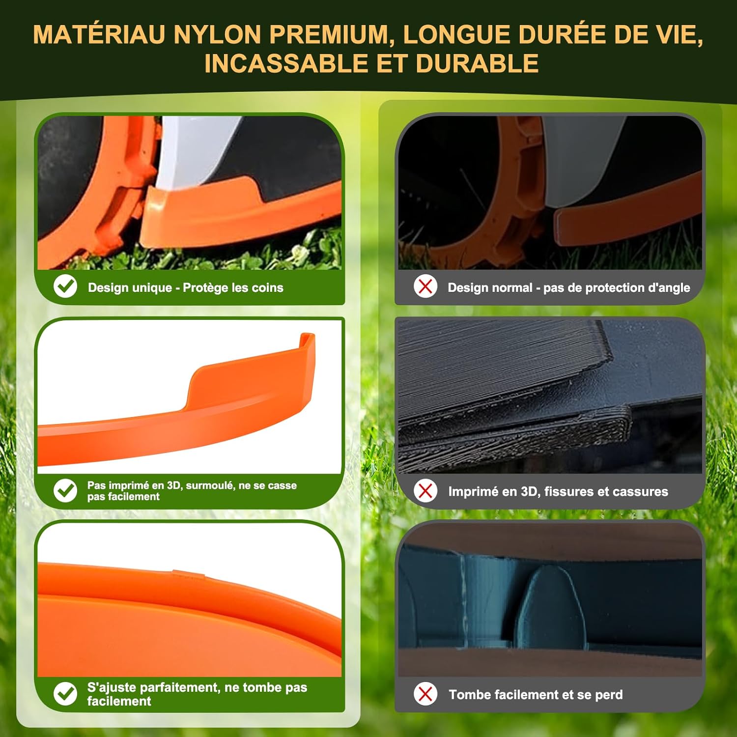 Detalle de Protection d’arêtes Segway Navimow i105e/i108e – Bumper Tuning (4 pièces, clip-in)