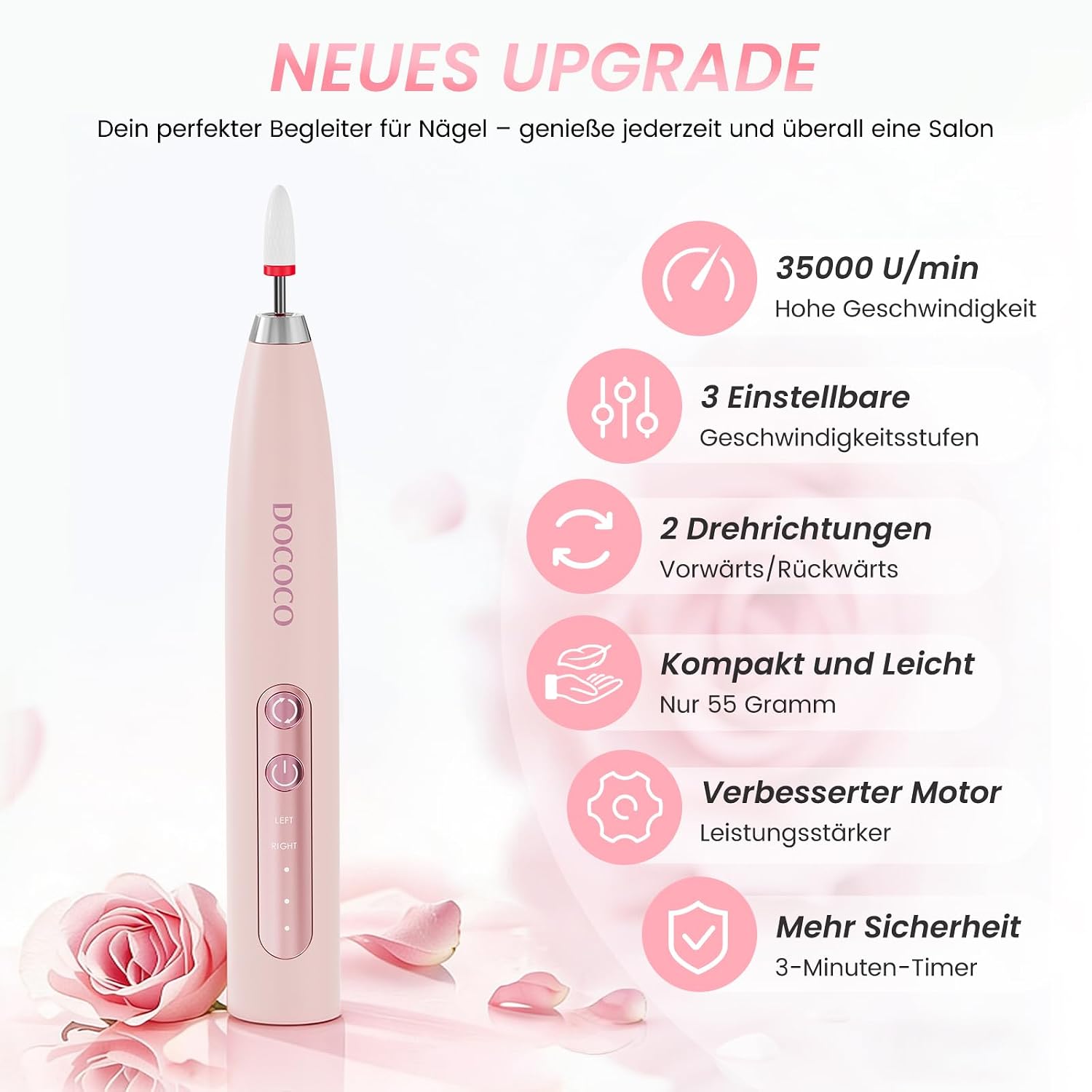 Detalle de 15 in 1 Kabellose Nagelfeile mit 35000 U/min – DOCOCO Nagelfräser für Gelnägel