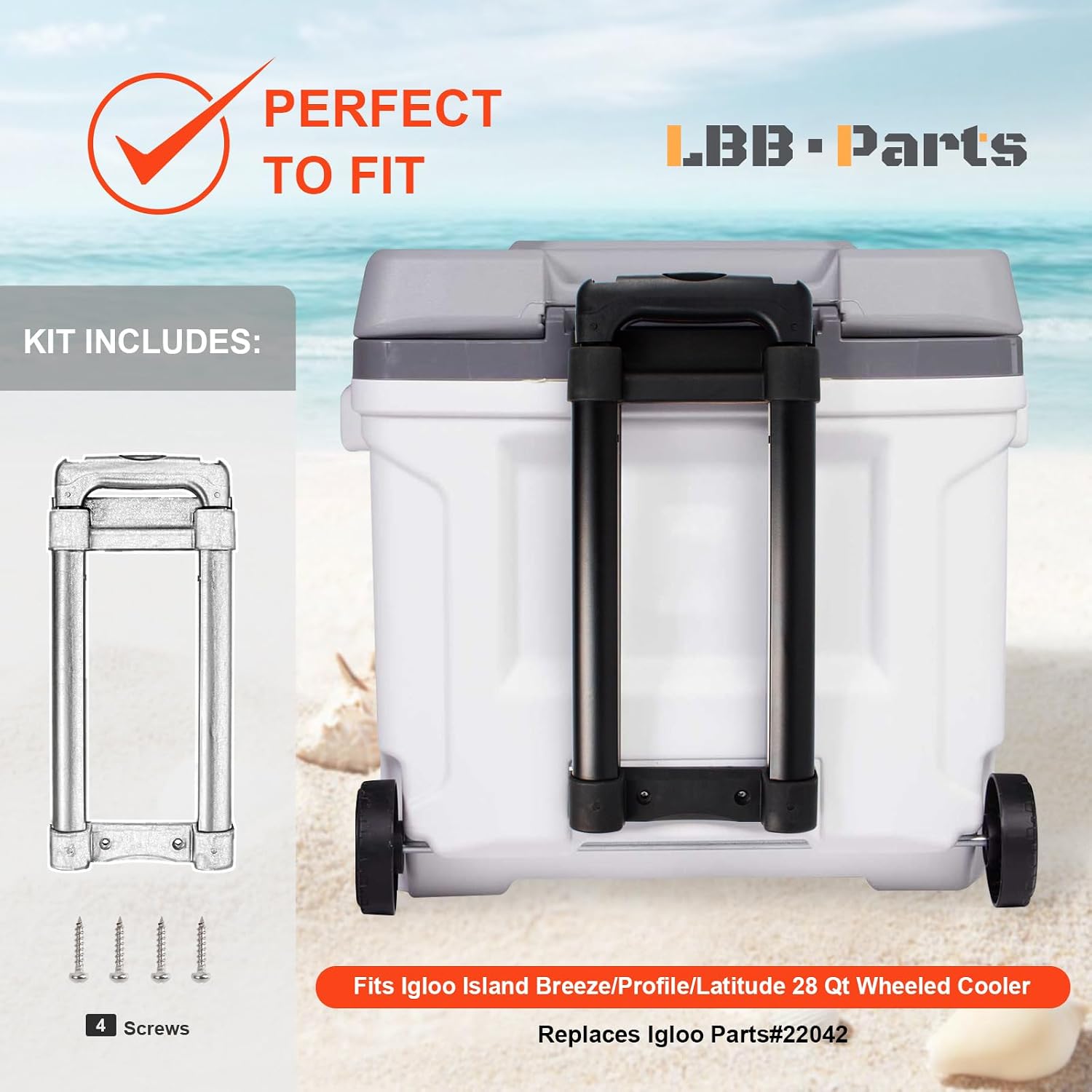 Detalle 2 de LBB-Parts クーラーボックス用伸縮交換ハンドル Igloo Island Breeze 28〜54QT対応