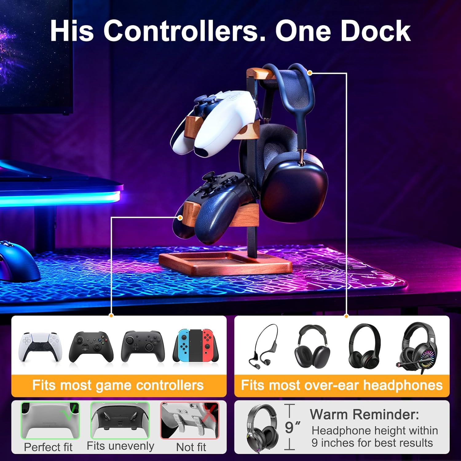 Detalle 2 de HUMANCOZY Solid Wood Controller Holder