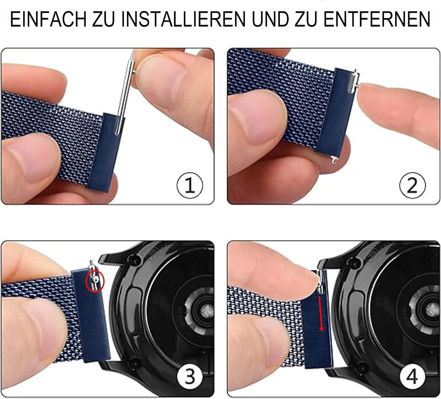 Thumbnail 4 de ANDOFUZH Edelstahl Mesh Uhrenarmband 14–24 mm – Magnetverschluss, Schnellwechsel, atmungsaktives Mesh