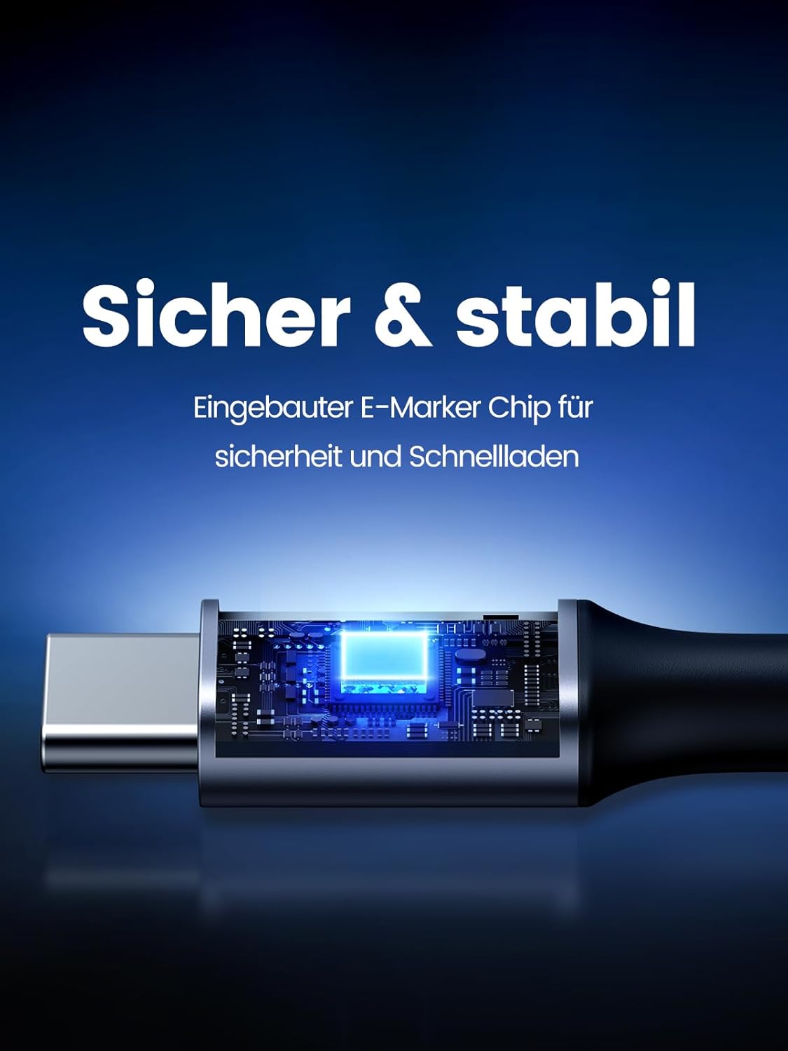 Detalle de UGREEN USB-C Kabel 100W Winkelstecker (USB-C auf USB-C) mit PD 3.0/PPS, 0,5 m