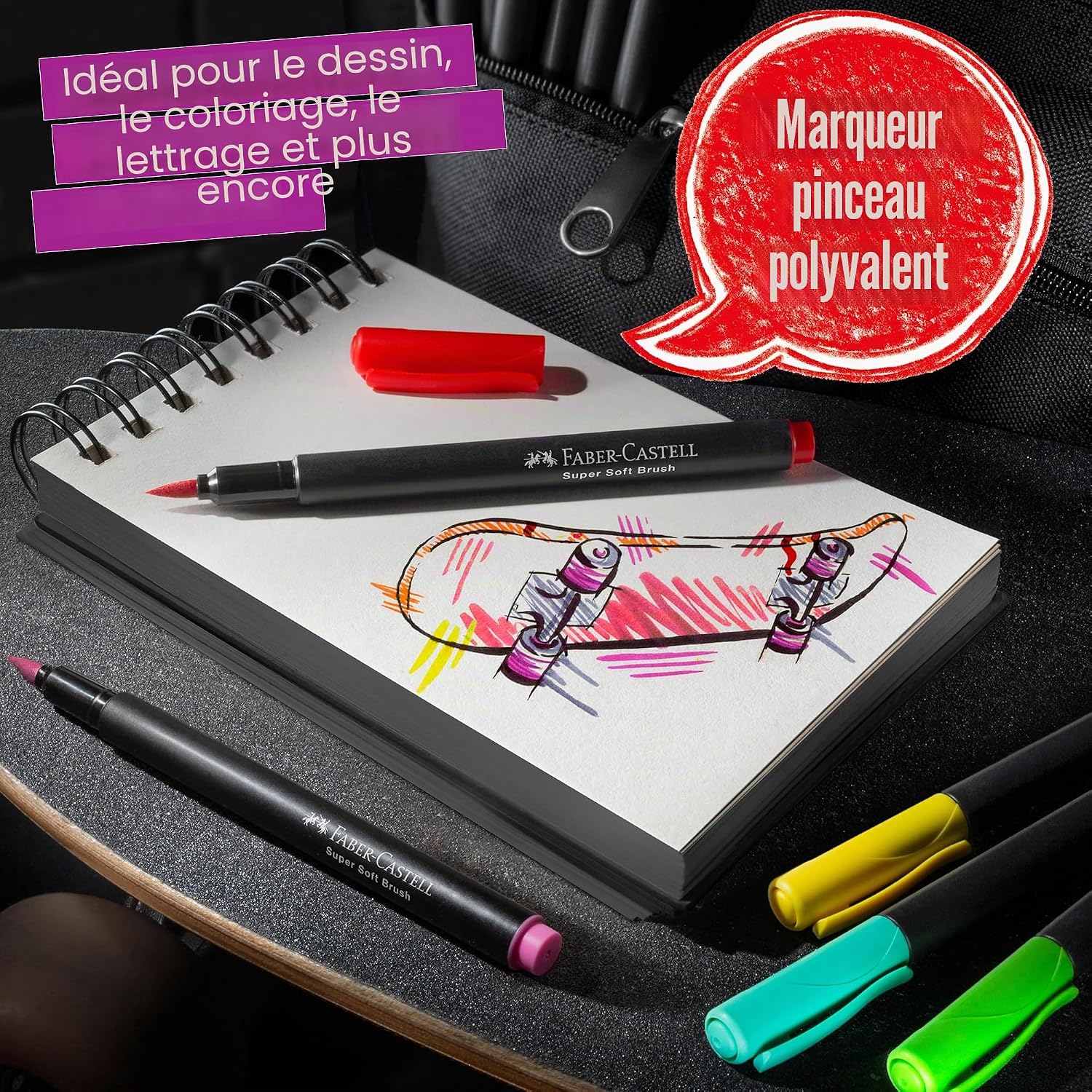 Detalle de Faber-Castell 116451 Black Edition – Set de 10 Feutres Coloriage Adultes et Aquarelle