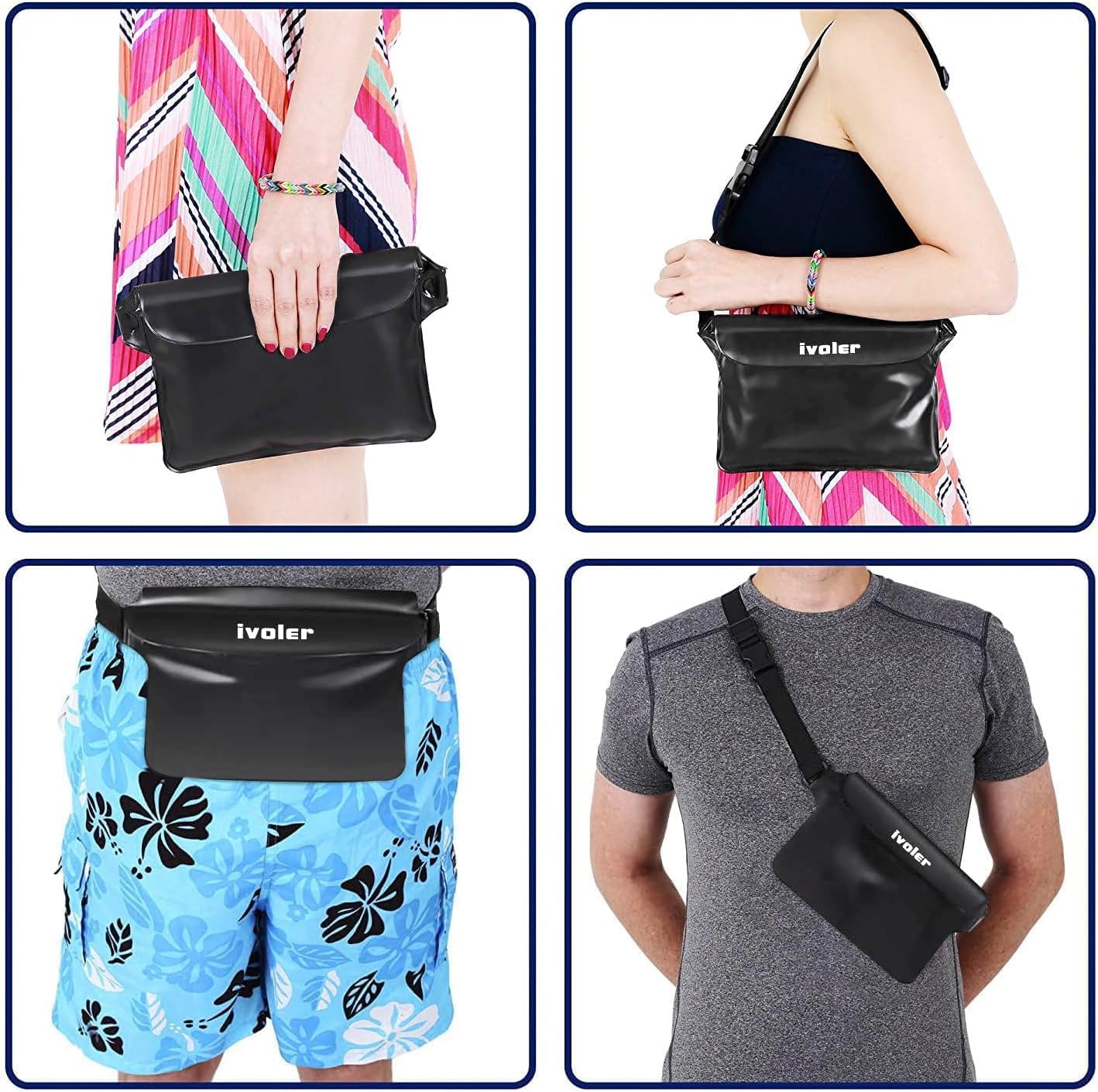 Detalle de ivoler Pack of 2 Universal Waterproof Waist Bag with Adjustable Belt