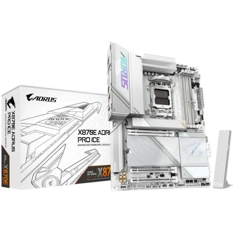 Detalle de Gigabyte X870E AORUS PRO ICE (ATX) para AMD AM5: DDR5, PCIe 5.0 y Wi‑Fi 7