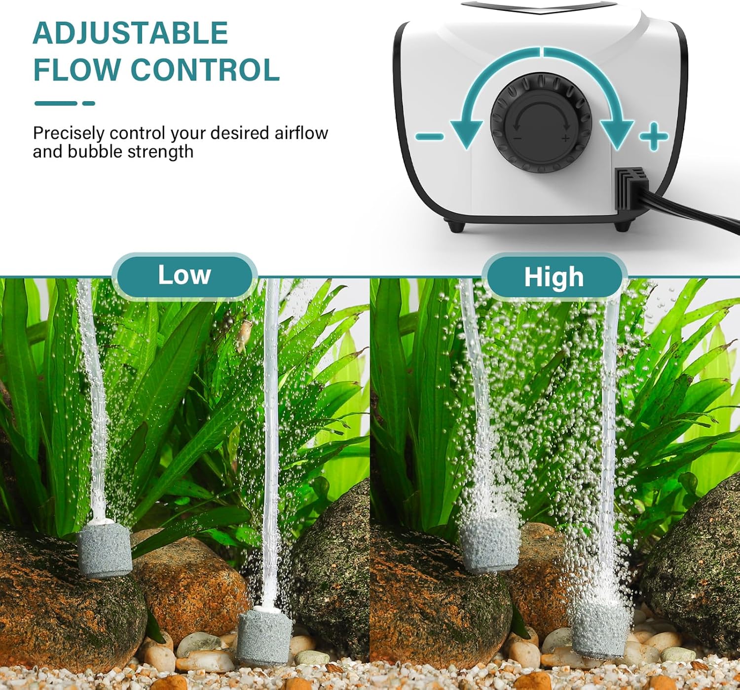 Detalle 2 de fishkeeper Bulleur réglable 358 L/H pour aquarium