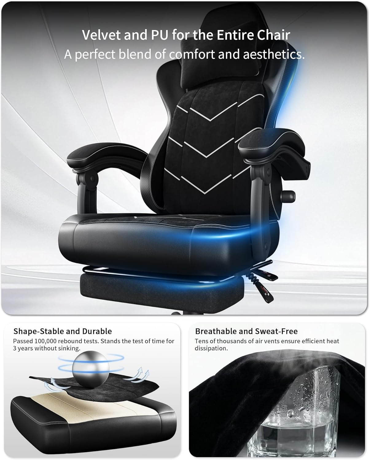 Thumbnail 6 de JUMMICO Sedia da Ufficio Ergonomica con Supporto Lombare Dinamico e Poggiapiedi: comfort prolungato per home office