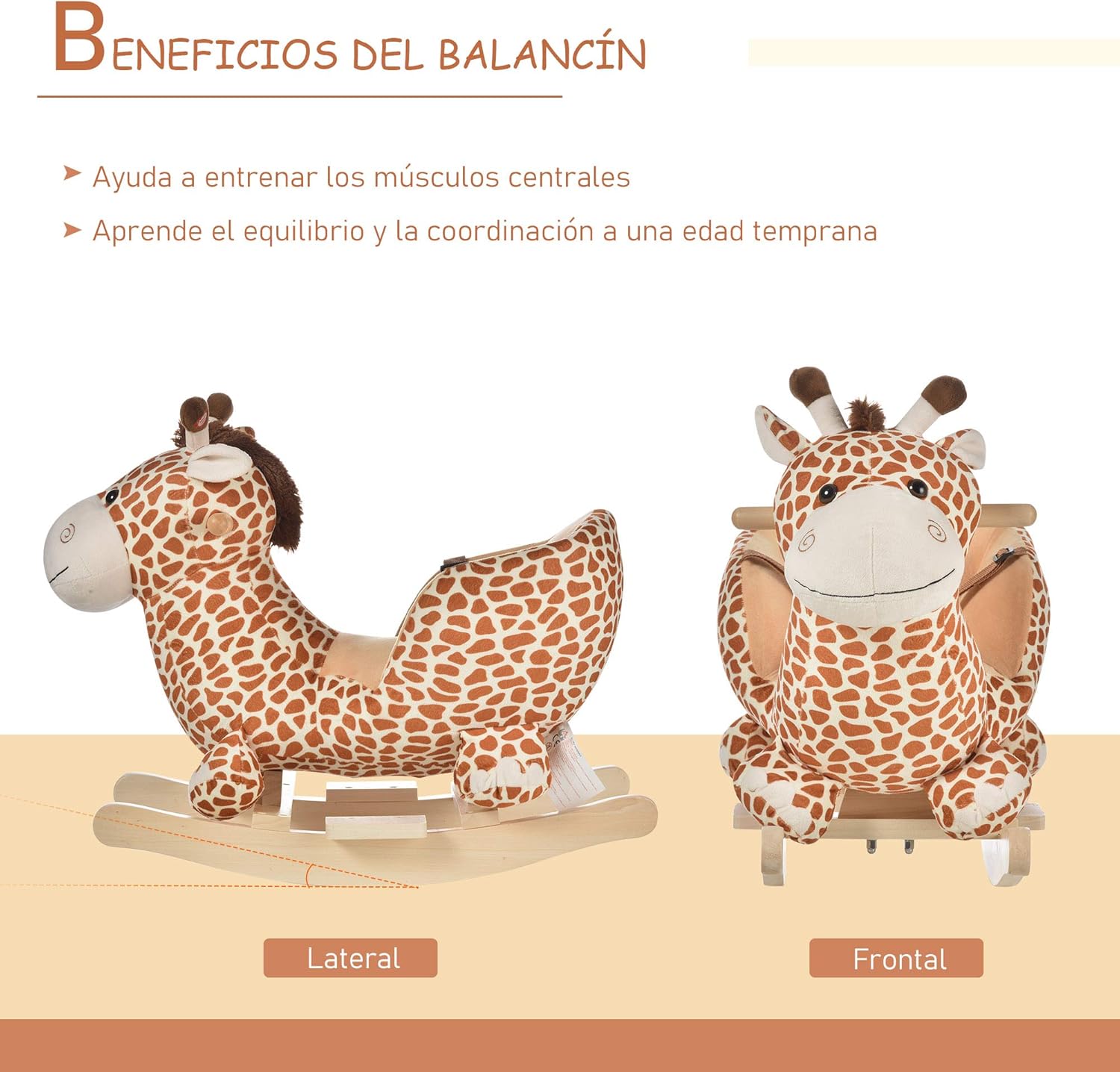 Thumbnail 4 de HOMCOM Caballito balancín jirafa 32 canciones 60x33x50 cm