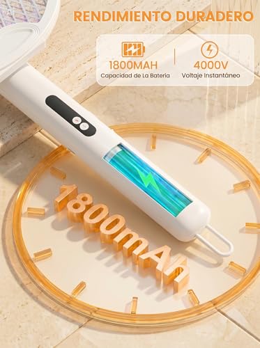 Detalle 2 de WOCVRYY Raqueta Mosquitos Eléctrica 4000V, 1800mAh USB-C, Plegable 3 en 1
