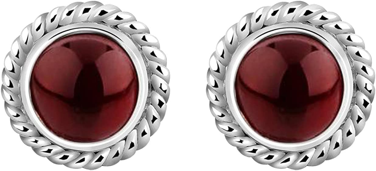 Detalle 2 de Nenalina Ohrstecker aus 925 Silber mit rundem Granat (Januar) – Steckerohrringe für Damen & Mädchen