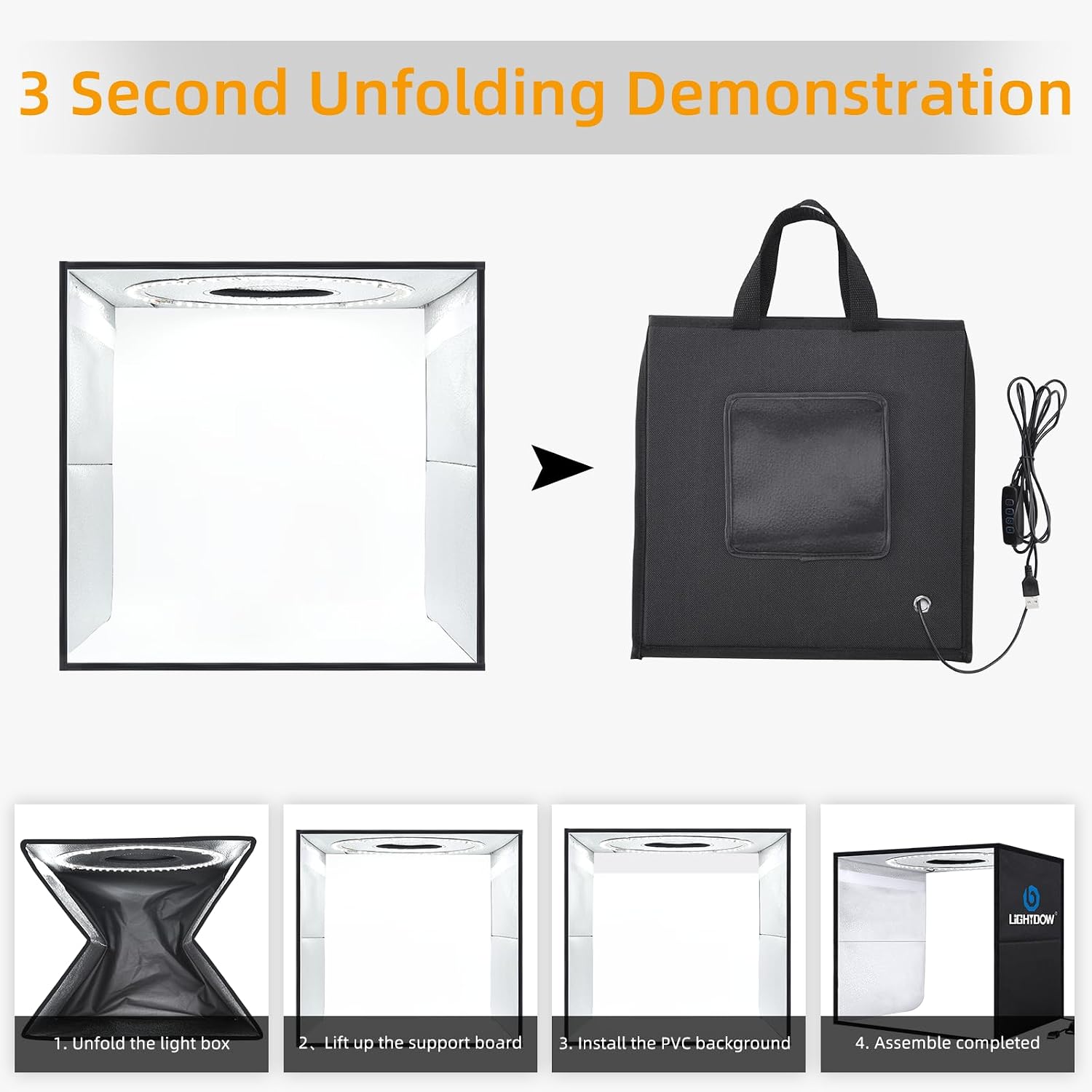 Detalle de Lightdow Light Box Photography 30cm LED kit