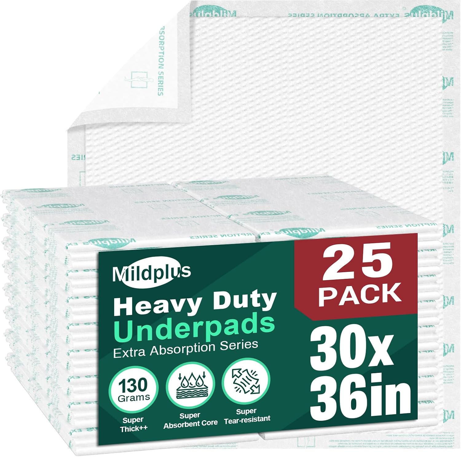 Detalle de MILDPLUS MP-Pro30X36 Disposable Underpads, 30 x 36 Inches, 25 Count
