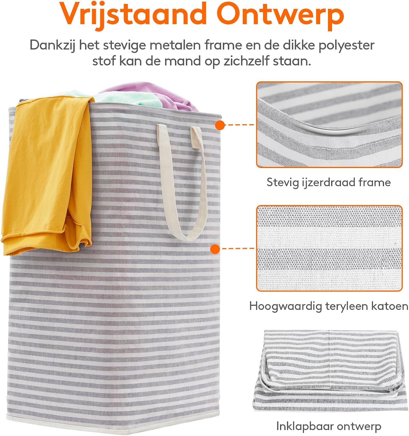 Detalle 2 de Lifewit YOLF230066GY-1 opvouwbare wasmand van 80 liter met waterdichte binnenkant
