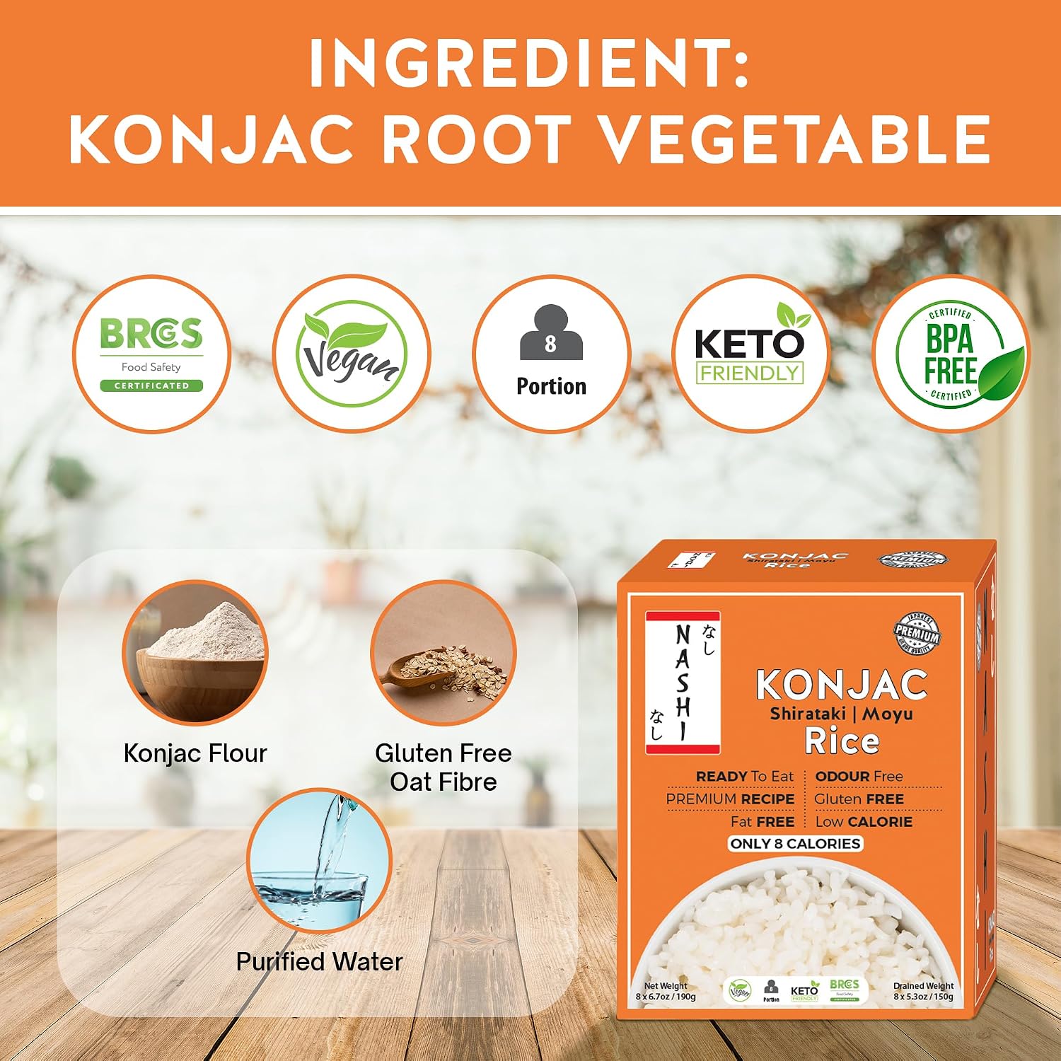 Thumbnail 6 de Nashi Shirataki Konjac Moyu Rice, Ready-to-Eat Vegan 8-Pack