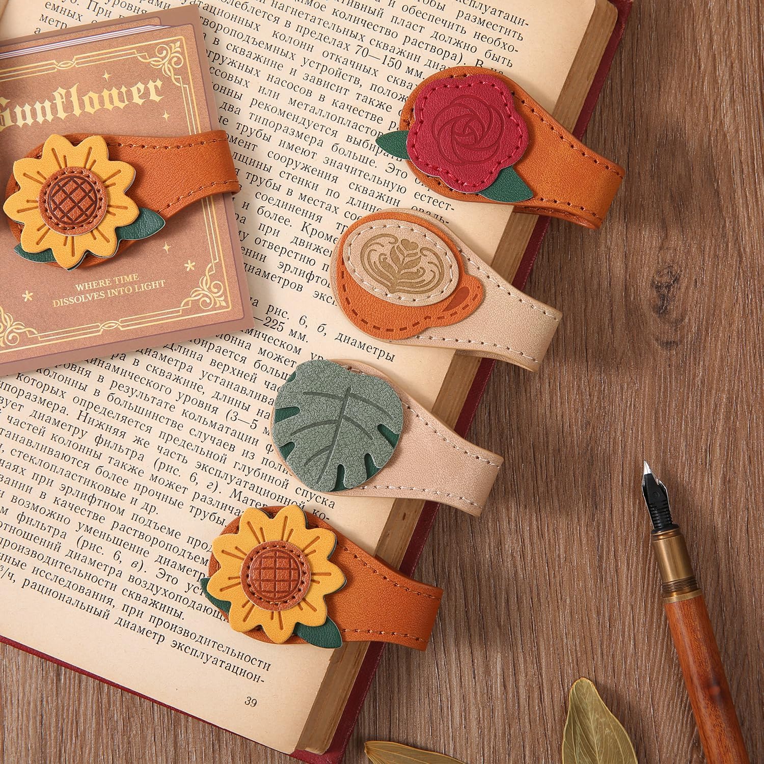 VYRANA FD0006 Vintage Magnetic Leather Bookmarks, 4-Pack, Multicolor