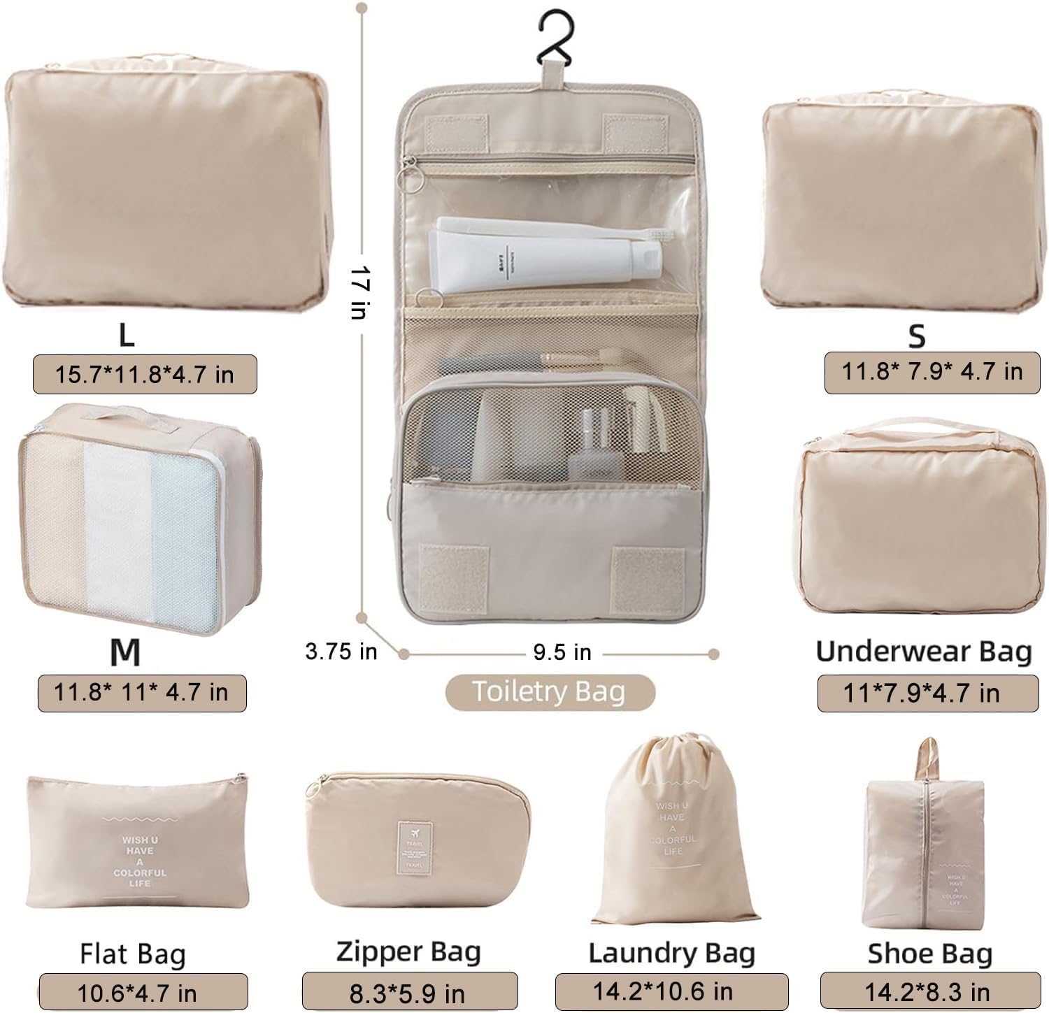 Thumbnail 3 de 9 PCS Packing Cubes travel organisers for suitcases