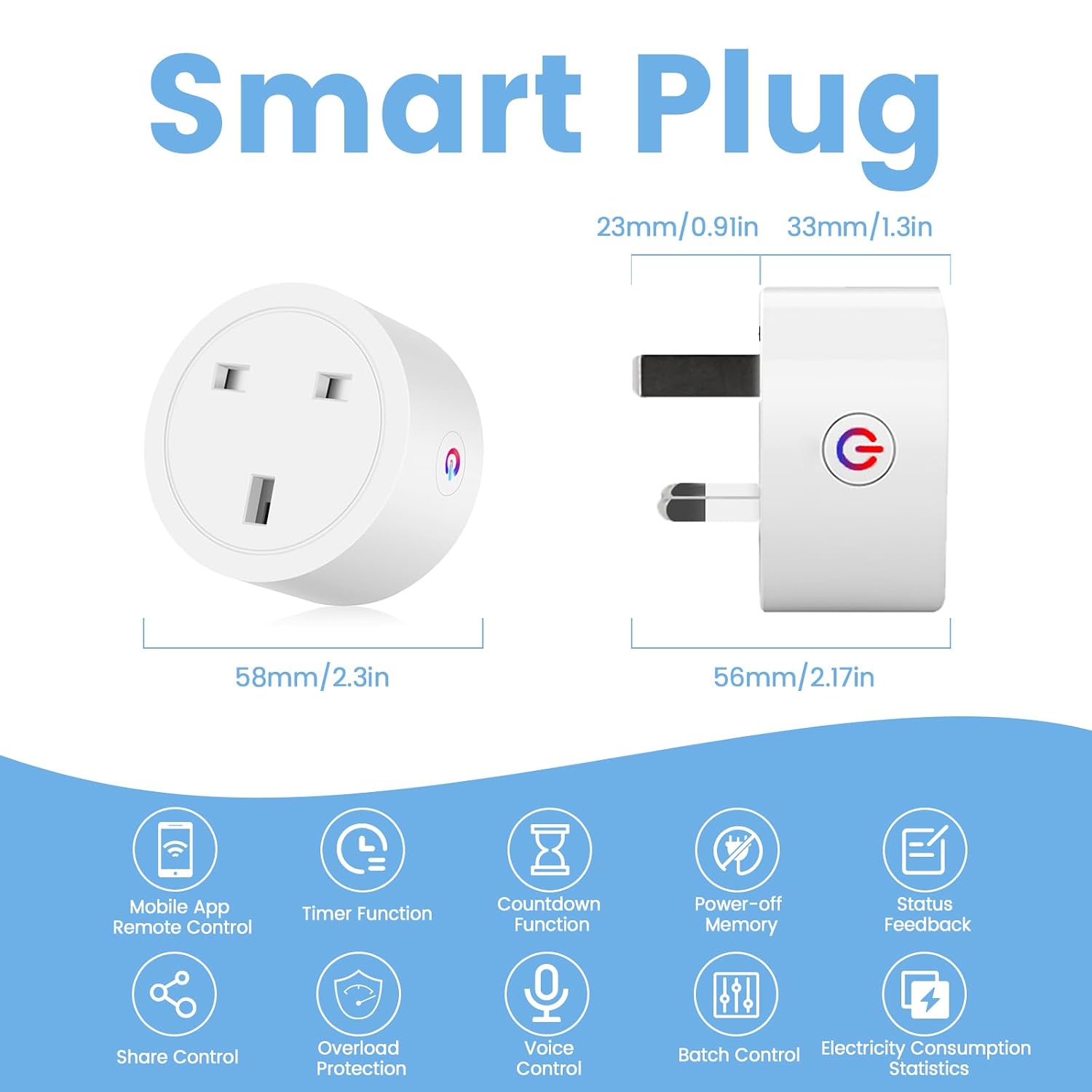 Detalle de Oblinple Smart Plug 13A with Energy Monitoring and Alexa/Google Home Compatibility
