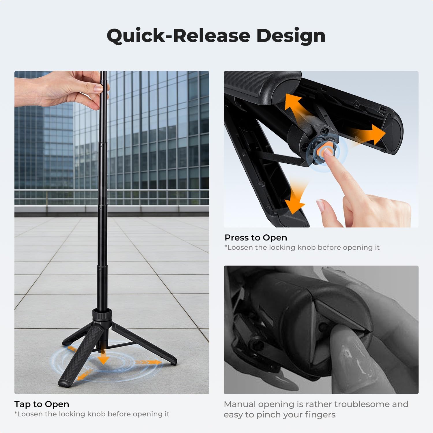 Thumbnail 1 de K&F CONCEPT MS71 Auto-Pop Open Selfie Stick: 3-in-1 Mini Tripod for Phones and Action Cameras