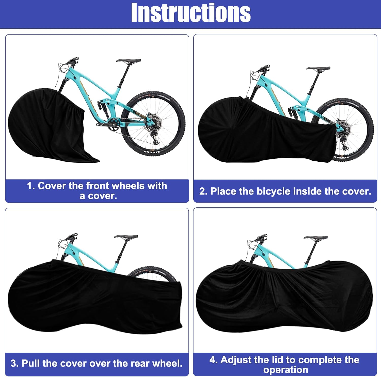 Thumbnail 4 de YYTECH 2er-Set Fahrradabdeckung schwarz – waschbar, staubdicht für Mountainbikes & Rennräder (24–26 Zoll)