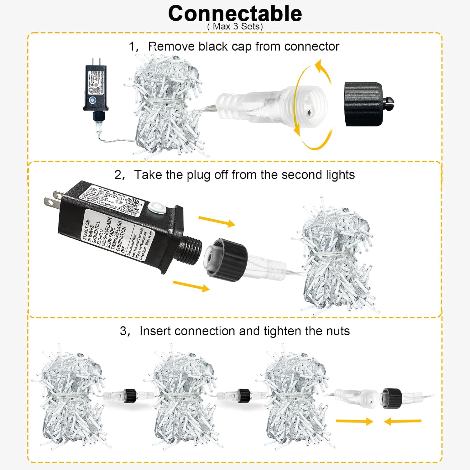 Thumbnail 6 de Nielfoi BG-CL3M3-306L01 33ft 400 LED Warm White Icicle Lights