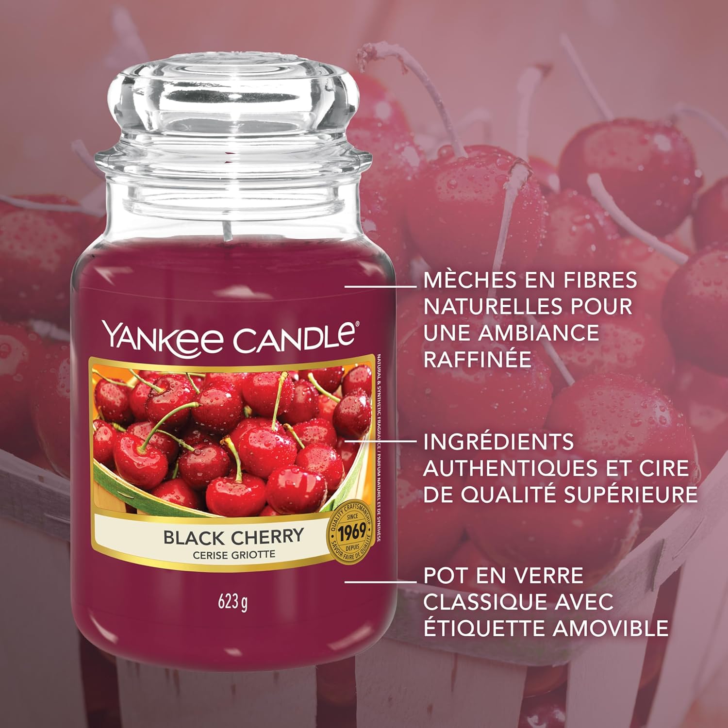 Thumbnail 3 de Yankee Candle bougie parfumée Cerise griotte — format jarre, longue durée