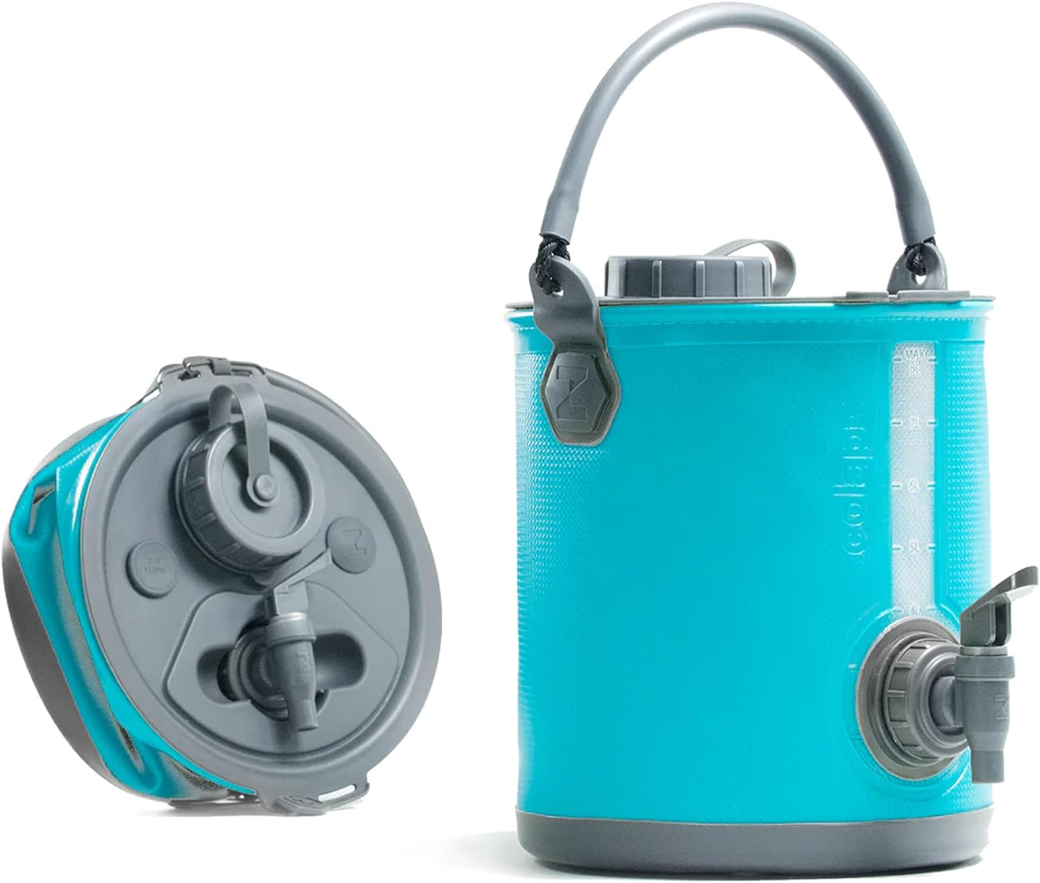 Detalle de Colapz 8L 2-in-1 Collapsible Water Container with Tap & Lid – BPA-Free Camping Carrier & Folding Bucket