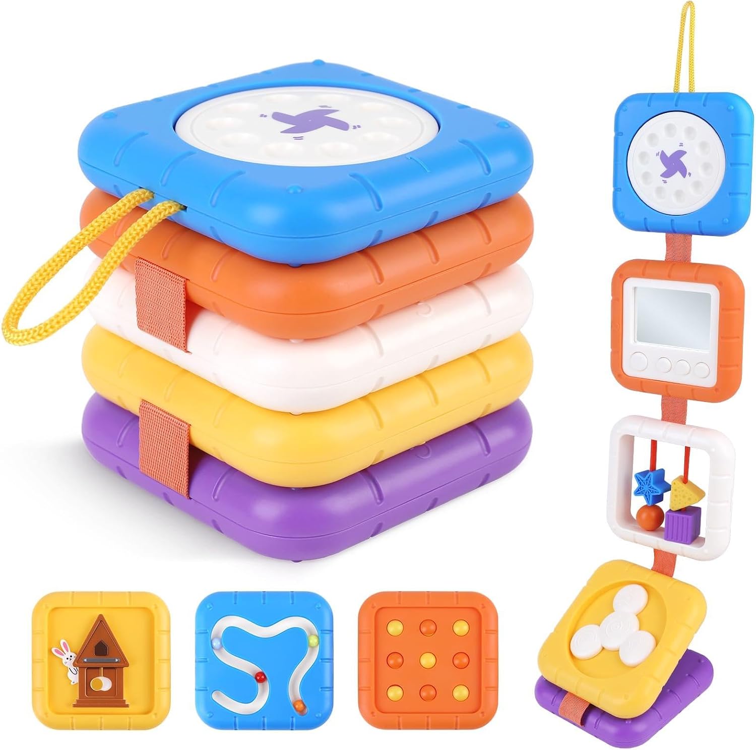 Thumbnail 6 de ZCOINS opvouwbare activiteitenkubus voor baby’s met 8 interactieve activiteiten
