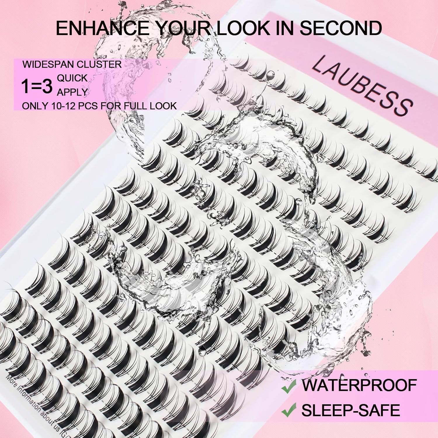Thumbnail 6 de LAUBESS Lash Extension Set Cluster Lashes – 0.07D Mix8-16 mit Kleber und Pinzette