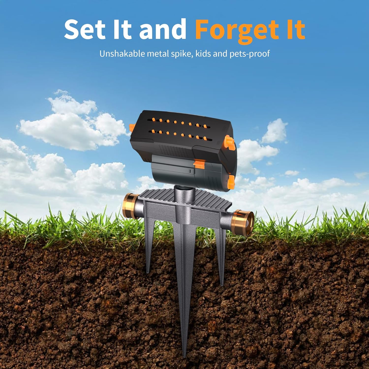 Thumbnail 4 de Diivoo Garden Sprinkler with Metal Step Spike Base – Oscillating 16-Nozzle Lawn Sprinkler