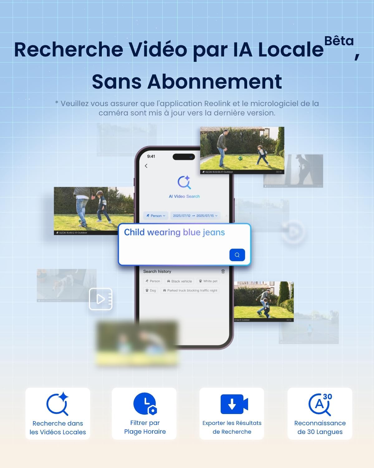 Thumbnail 4 de Reolink Elite Floodlight WiFi : projecteur caméra Wi‑Fi 6 double bande, panorama 180° et détection IA