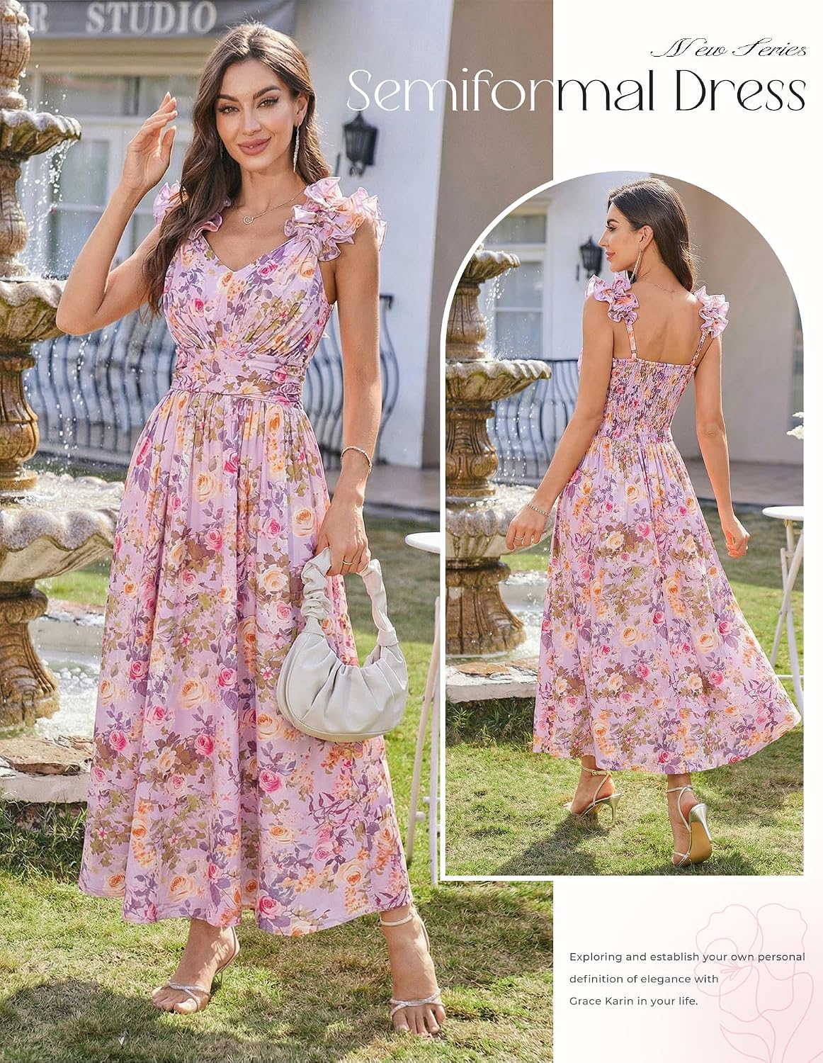 Thumbnail 1 de GRACE KARIN 2026 Women's Summer Floral Print Dress: Sleeveless, Flowy A-Line Sundress with Pockets