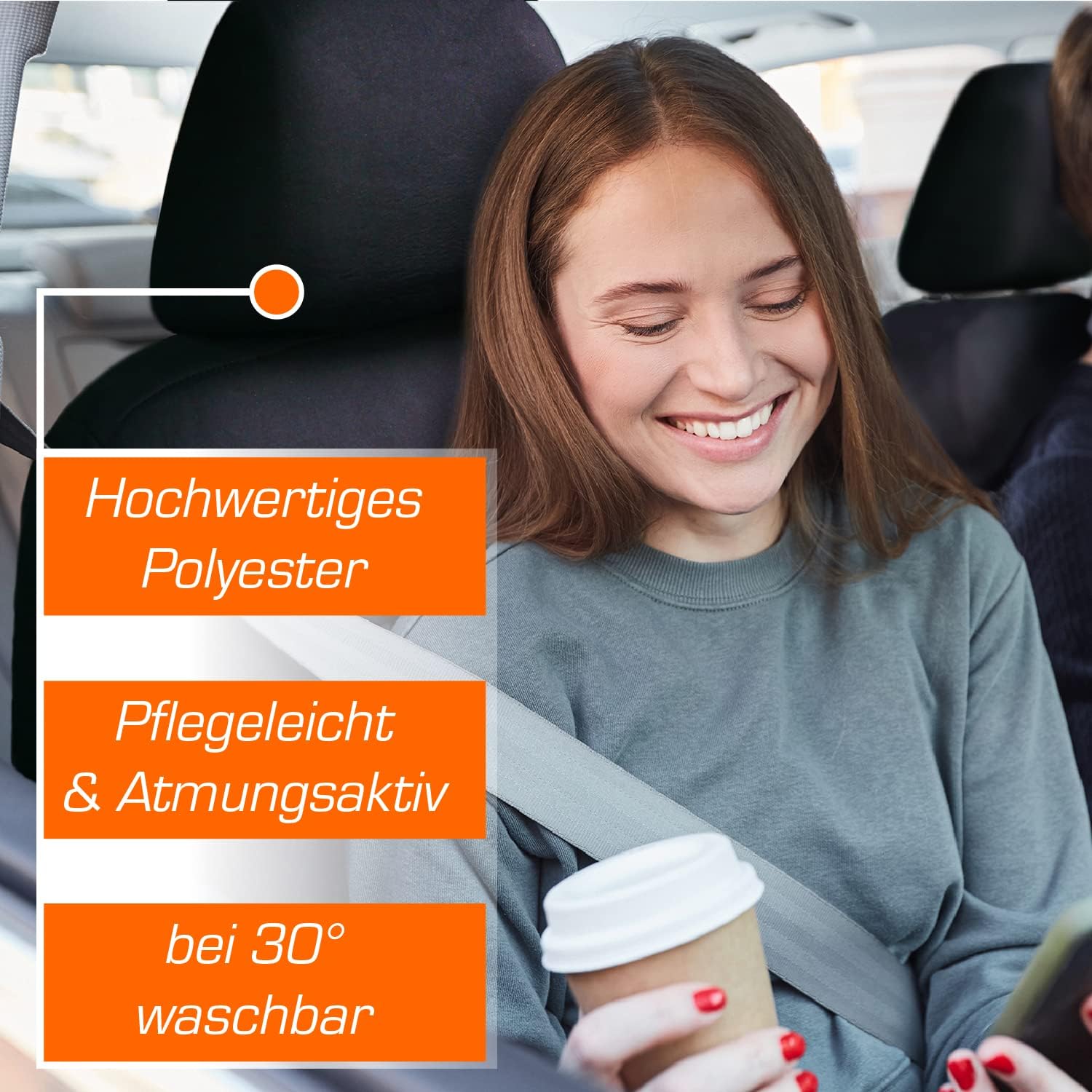 Thumbnail 2 de Upgrade4cars Kopfstützenbezug Set Schwarz