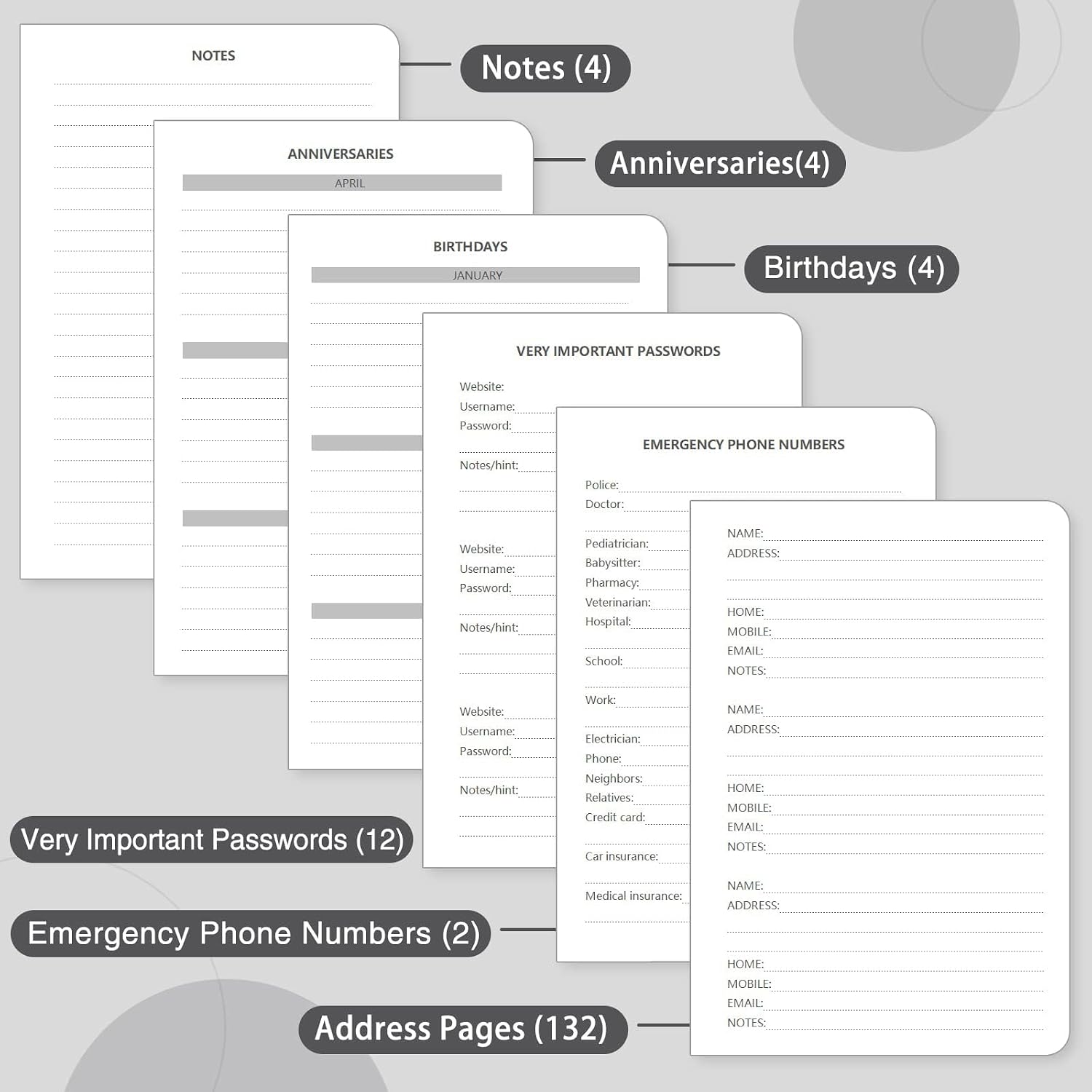 Thumbnail 6 de Blugool Address Book AKN, Hardcover Address Organizer with A–Z Tabs